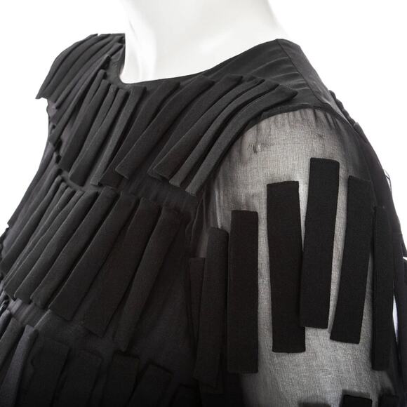 Valentino Voile Fringed Mini Shift Dress size IT 38 Long Sleeve - Picture 6 of 10